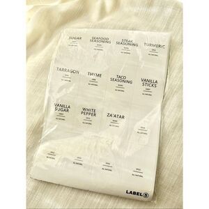 Spice jar black and white sticker labels